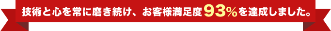 技術と心を常に磨き続け、お客様満足度93%を達成しました。